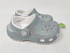 Crocs Classic Iridescent Glitter Clogs, Little Kids/Toddler, 210985-100, NEW 
