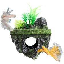 Floating Island Fish Tank Decorations   Aquarium Decor with Hideout Tunnel