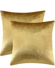 GIGIZAZA Gold Velvet Decorative Throw Pillow Covers,18x18 Pillow Covers 2 Pack