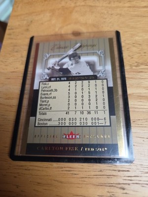 Fleer 2005 Classic Clippings Carlton Fisk Red Sox Official Box Score #28/75