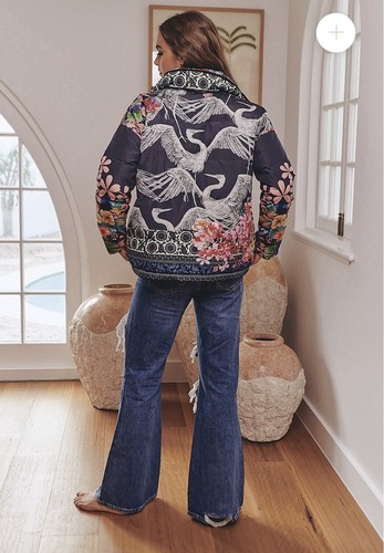 JOHNNY WAS US $718 Royal Crane Reversible Puffer, Parka Jacket, Coat L-EXCELLENT - Picture 17 of 24