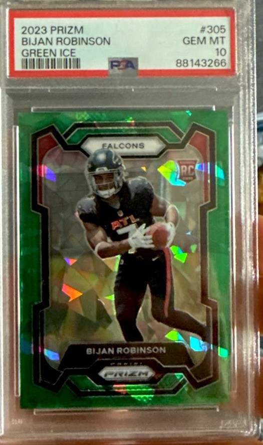 2023 Panini Prizm - Bijan Robinson #305 Green Ice Prizm (RC) PSA 10