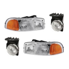Headlight Driver Passenger Side Chrome Clear Lens Gmc Sierra 1500 Hd 2003