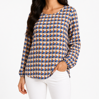 Bluse Milano Italy 36 S Bunt Damen Hemd Oberteil Tunika Shirt Muster Np 59 Neu