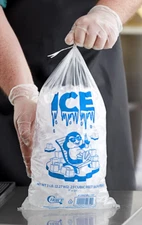 5 LB 1000/Bundle Clear Plastic Ice Bag With Ice Print Extra Strength