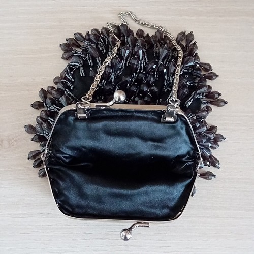 Black Beaded M&S Hand Held Bag New - Picture 5 of 6