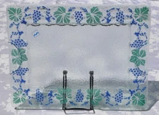 Murano Glass Centerpiece Rectangular Serving Dish Grapes & Leaves 20"x12" NEW