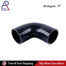 4-Ply Reinforced 3"- 3" ID 90 Degree Elbow Reducer Coupler Silicone Hose BLACK