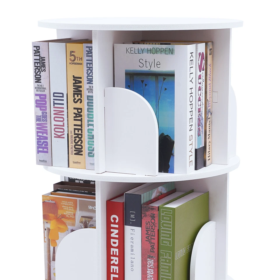 3 Tiers 360?? Rotating Stackable Shelves Bookshelf Organizer Floor Standing USA - Image 3 of 4