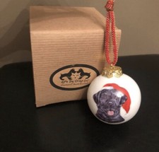 Christmas Ornament Ceramic Black Lab Labrador Dog
