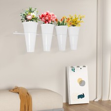 4 Buckets Wall-mounted Flower Stand W/ Buckets Decorative Flower Display Stand