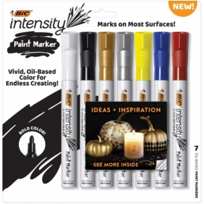 BIC Intensity Paint Markers, 7 Assorted Vivid Colors, Water and Fade Resistant