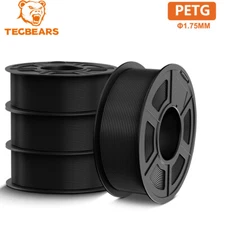 TECBEARS 4KG PETG 3D Printer Filament Consumables 1.75mm No Bubbles Black Neatly