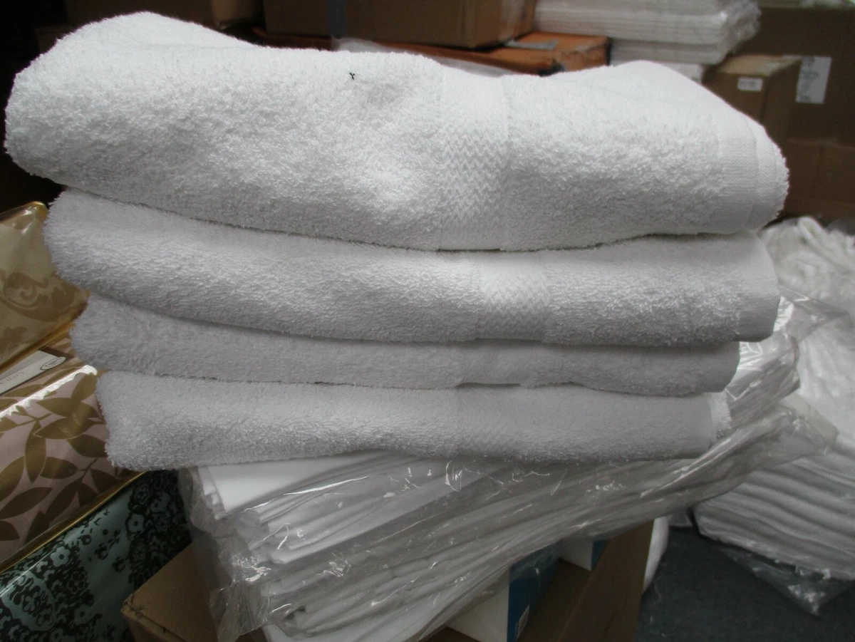 12 Pack DIAMOND Bath Towels - Large 27 x 50 Bulk White Soft Cotton Towel  Set