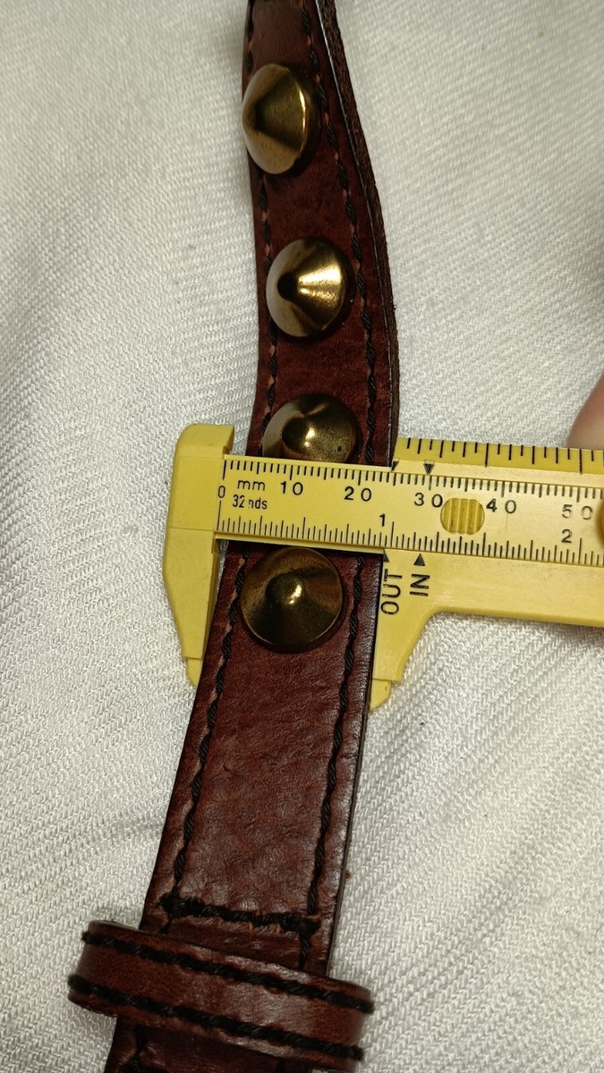 MIchael Kors Studded Brown Leather Belt Brass Accents Size Small Michael Kors 553411 Brass Studded Full Grain Brown Genuine  main image 4