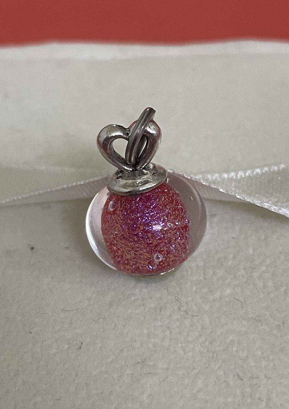 James Avery Retired Finial Pink Heart Glass Charm Gem