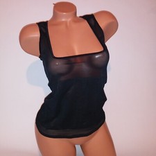 Kymaro Shaping Top Large Black Sheer Shapewear Tank Womens Pit to Pit 15.5" Leng