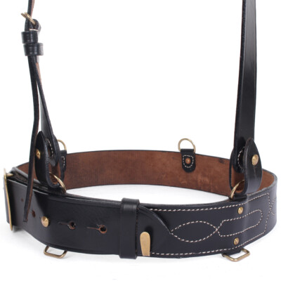 British Sam Browne Leather Belt - Black - WW2 Reproduction with
