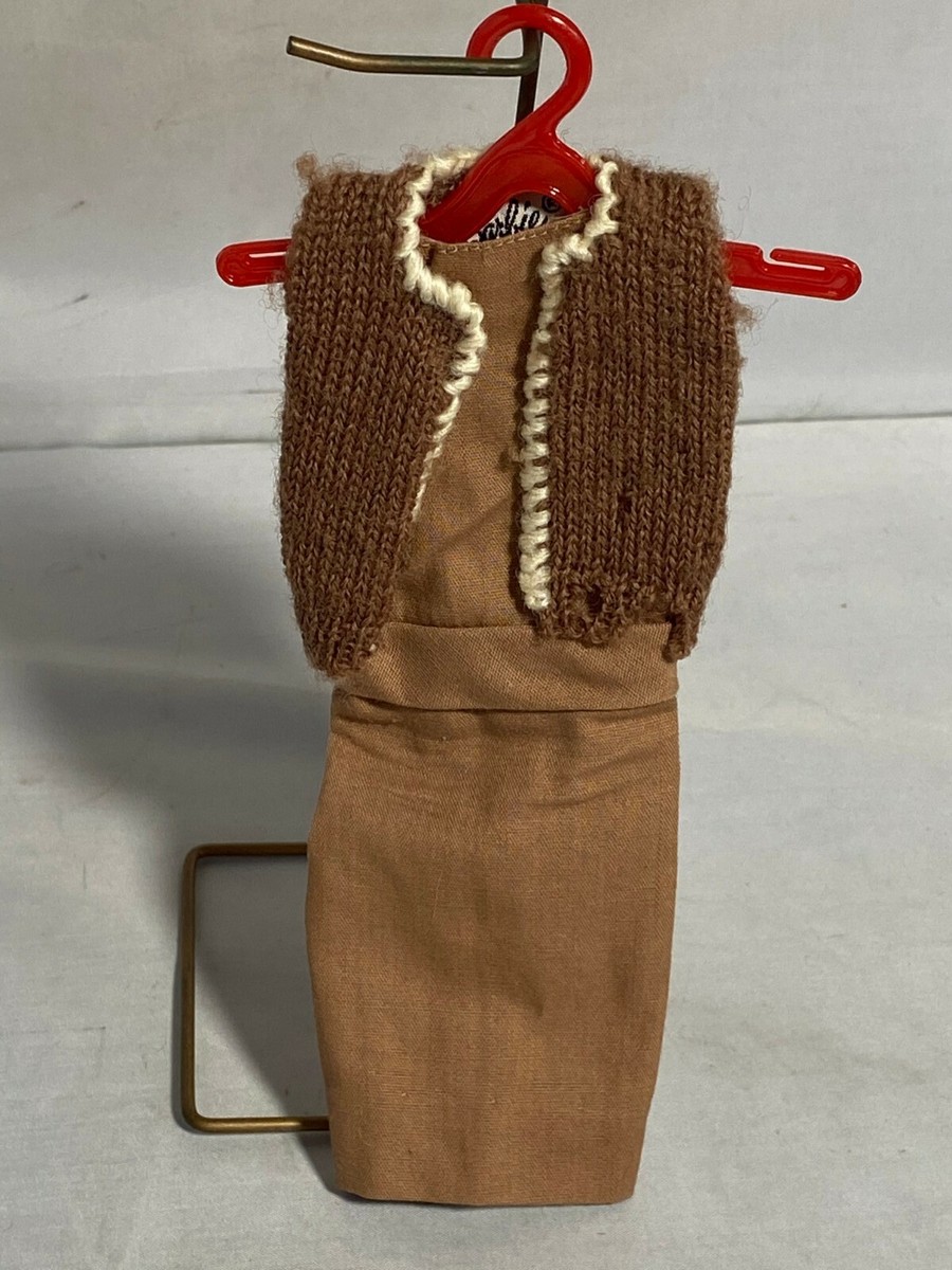Vintage Barbie Dress Mattel Mocha Brown Pencil Dress With Sweater Vest