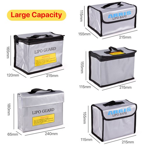Portable Lipo Battery Safe Storage Bag Explosion-Proof Fireproof Bags Pouch Bag - Foto 2 di 21
