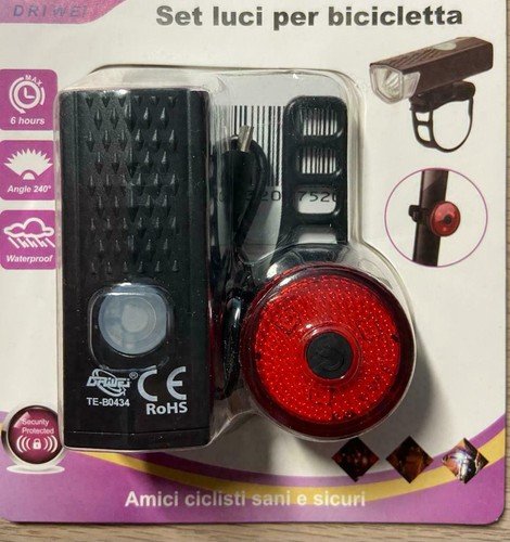 KIT LUCI LUCE FARO A LED BICI BICICLETTA MTB ANTERIORE + POSTERIORE RICARICABILE - Foto 2 di 2
