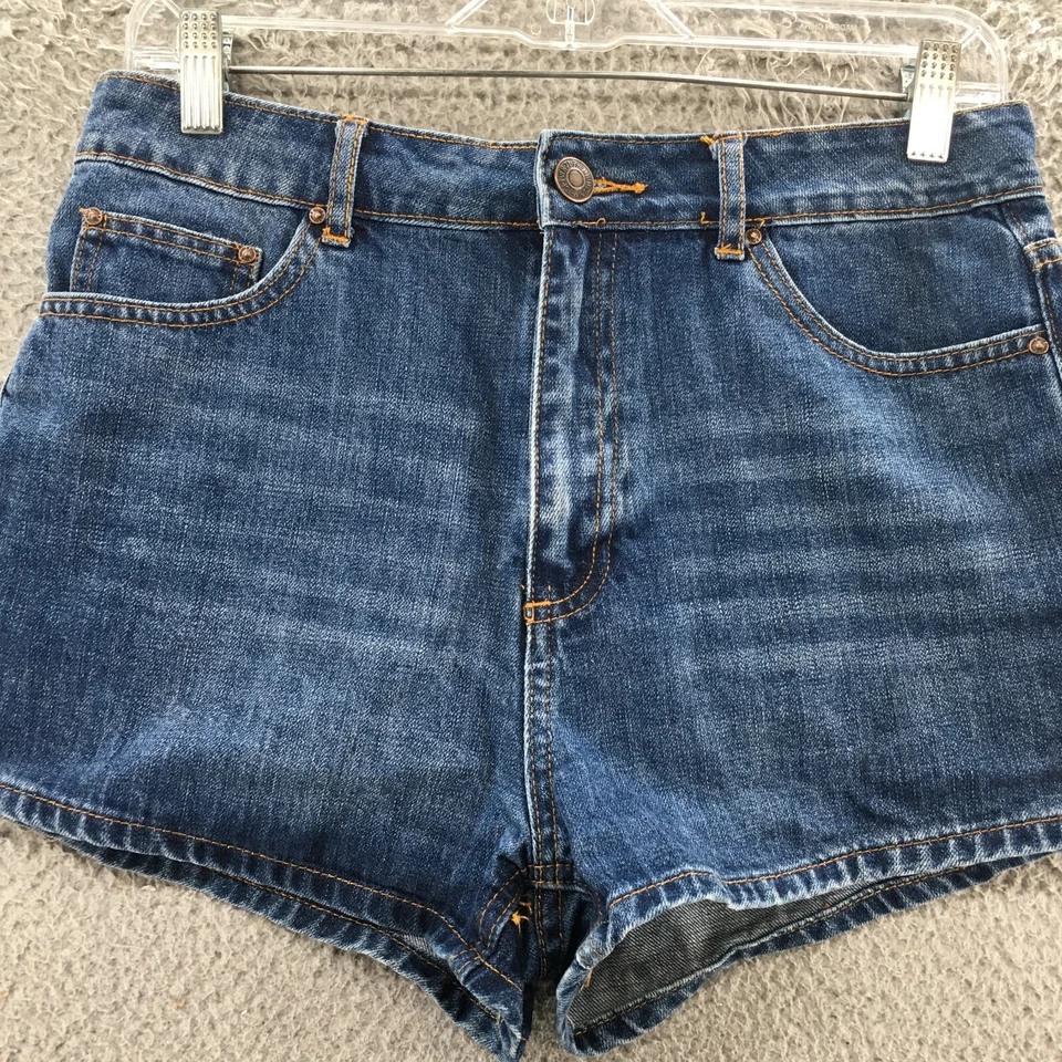 Pantalones Cortos Forever 21 Corte Mujer 27 (30x2 Real) Azul Lavado Oscuro Denim Tiro Alto Foto 2 de 4