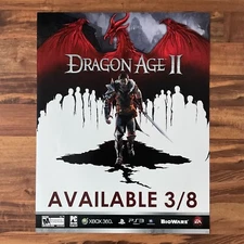DRAGON AGE II Video Game Store Display Sign X-Box 360 PS3 22x28 Bioware Promo