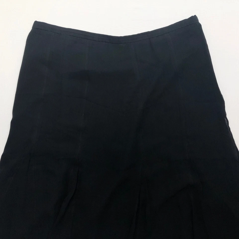 Falda acampanada vintage Y2K negra 100 % seda tiro bajo caprichosa gótica grunge en capas XXL Foto 4 de 4