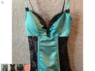 Be Wicked! Lingerie One Piece Cami Suspender Chemise with Garters Size SMALL