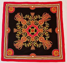 SCARF VINTAGE AUTHENTIC ITALY EQUESTRIAN ART HORSE AWARDS RED 30" SQUARE