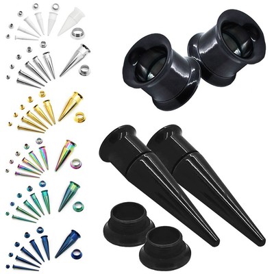 1 Paar Edelstahl Dehnungsstäbe Tunnel Taper Plugs Double Flared Sets 2in1 Dehner
