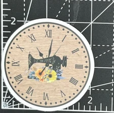 Old Time Clock - Sewing Machine Clock - Die Cut Vinyl Decal Sticker Bomb