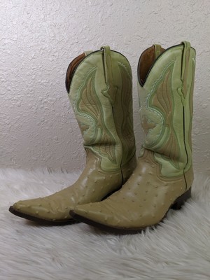green ostrich boots