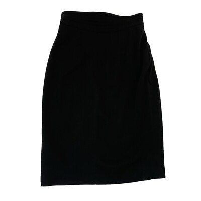 Vintage 80s Escada 100% Wool Pencil Skirt Quilted Waist Classic Black size 2/4