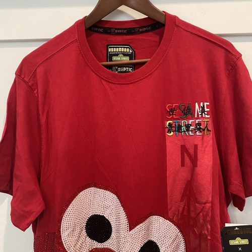 deKRYPTIC X Sesame Street Elmo Shirt Men Large Red Sequin T-Shirt NWT