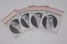 Lot of 4 Sachet Cross Stitch Kit Flower Medallion Vintage NIP Stocking Stuffer