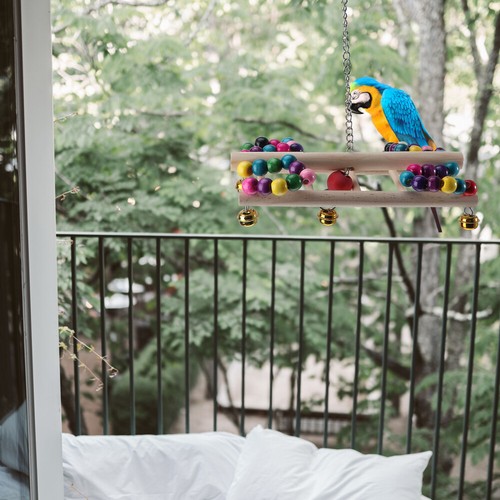 Parrot Swing Bird remises Toys De Pont Suspension Perles Bois Oiseaux Balançoire Jouets