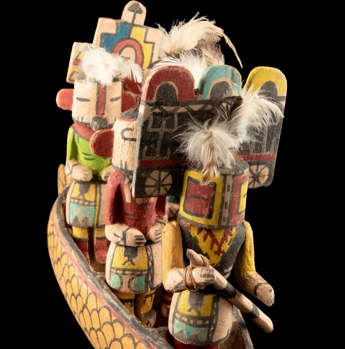 Canoë avec 6 Poupées style Hopi Kachina amérindienne 54 cm - Picture 10 of 23