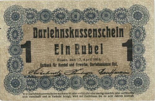 R.459c Darlehnskasse Ost - Besetzung Rußland 1 Rubel 1916 (3) - Bild 1 von 2