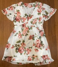 Show Me Your Mumu Dress White Floral XS/ S Pink Ruffle Floaty Romantic