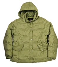 MAC MacKintosh New England Down Filled Coat Women LG Green Polyester Nylon Shell