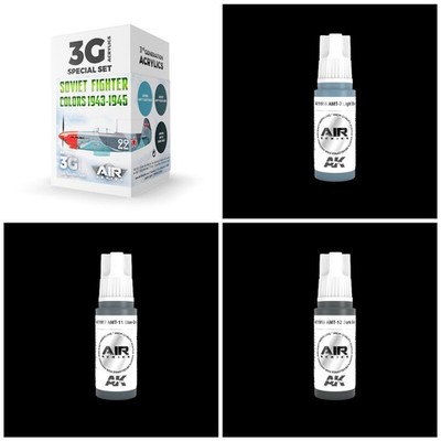 AK Interactive Air Soviet Fighter Plane 3 Colors Blue Grey Acrylic Paint Set