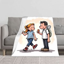 Durable Soft  Warm Flannel Blanket - Cozy Pastel Cloud Pattern for Sofa Travel