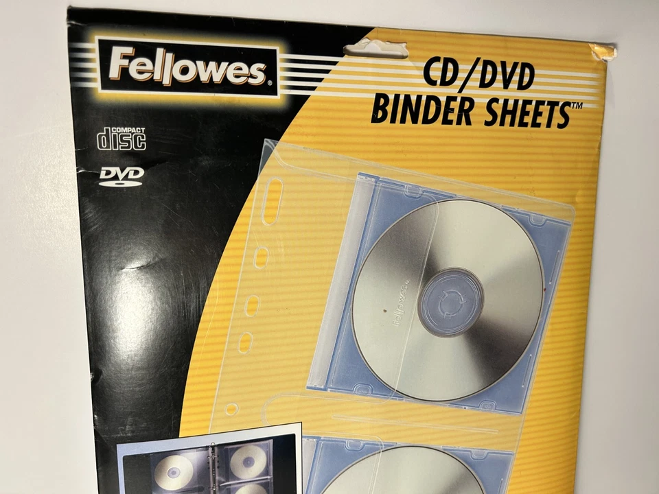 全新 Fellowes CD/DVD Binder Sheets 8 张 适合带或带珠宝盒 #854521 — 第 2/4 张图片