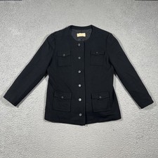 VTG Pendleton Jacket Womens 16 Black Wool Lined USA Made Blazer Coat Pockets