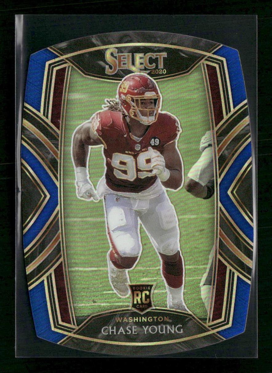 2020 Panini Select #264 Chase Young Blue Prizm Die Cut Washington Rookie