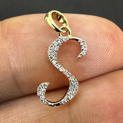 Letter S Pendant 14K Two Tone Gold Plated Silver 2Ct Round Lab-Created Diamond