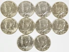 Ten UNC 90% Silver 1964 U.S. Kennedy Half Dollars