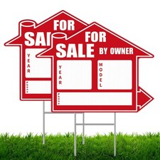 2 Pack For Sale By Owner Yard Sign, 17"x 13" For Sale Signs for Real Estate w...