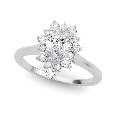 Top Qualität 2 kt DE/VS Lab Grown Birnenform Diamant Halo Verlobungsring Platin